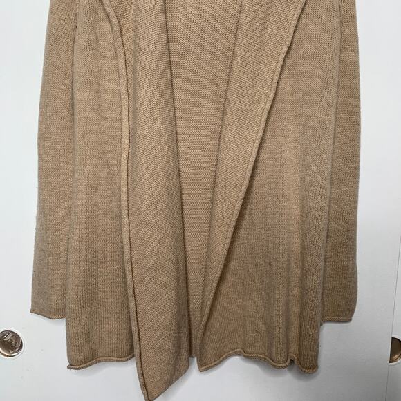 Vince women's tan yak wool blend open front hooded cardigan wrap sweater Medium - Picture 4 of 12